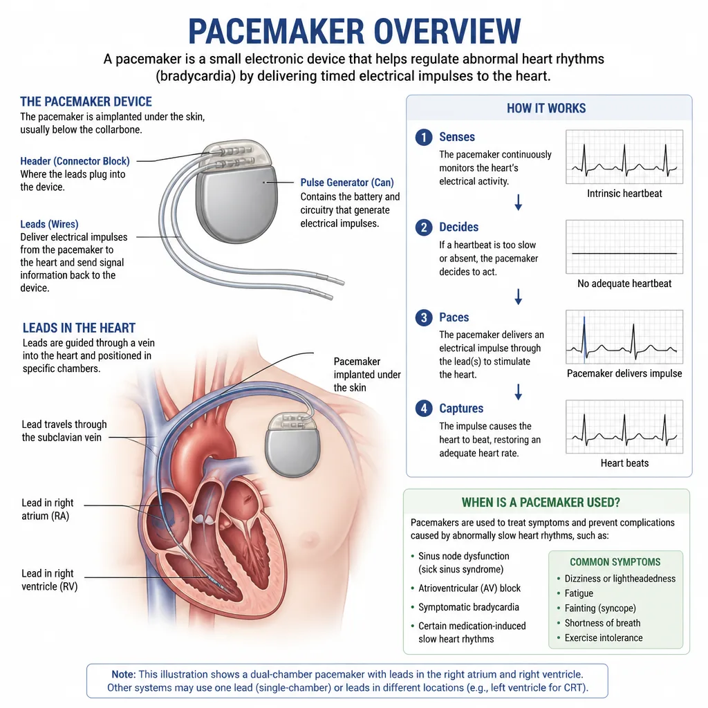 Pacemaker overview illustration for patient education